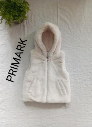 Новый меховой дымесезонный жилет пудрового принта бренда primark 1963 4-5 eur 104-1102 фото