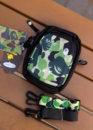 Мессенджер bape aape, борсетка бейп зеленая, сумка через плечо мужская/женская