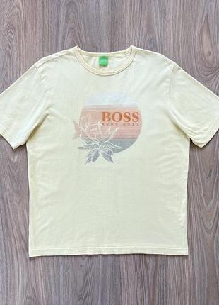 Мужская хлопковая футболка с принтом hugo boss green