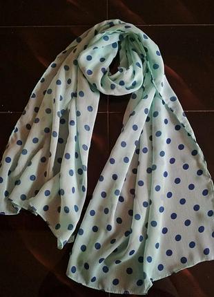 Распродажа, шарф женский, осенний, весенний,  150 х 45 см, цвет мятный, легкий