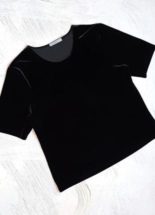 💝2+1=4 женская черная велюровая футболка marks & spencer, размер 48 - 50