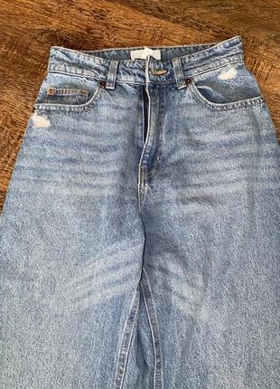Широкі джинси прямого крою джинси з прорізом на коліні h&m джинсы с высокой посадкой палаццо расклешенные джинсы трубы3 фото