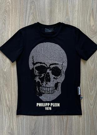 Чоловіча бавовняна футболка з принтом philipp plein skull strass