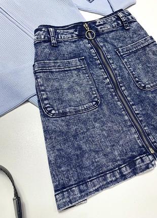 Красивая джинсовая мини-юбка forever212 фото