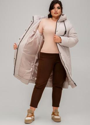 Зимнее пальто прямого силуэта из плащевой ткани2 фото