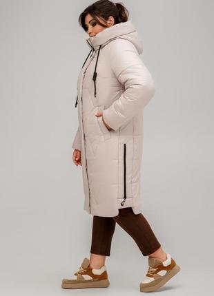 Зимнее пальто прямого силуэта из плащевой ткани4 фото