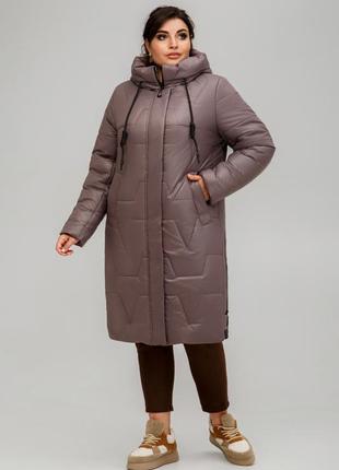 Зимнее пальто прямого силуэта из плащевой ткани5 фото