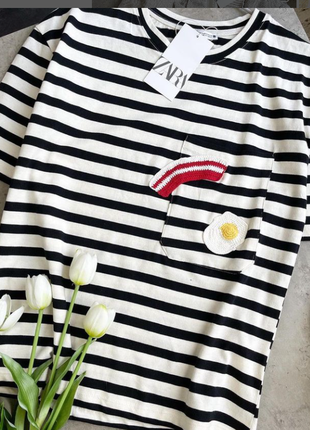 Смугаста футболка з яєчнею zara, плетіння розмір m.l оригінал new collection4 фото