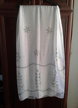 Прозрачный капроновый белый с серым палантин шарф шаль парео  нюансы6 фото