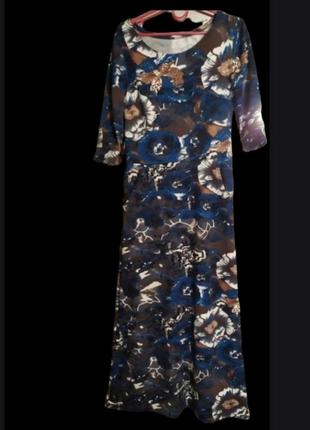 Платье в пол,с карманами,цветочный принт, размер м6 фото