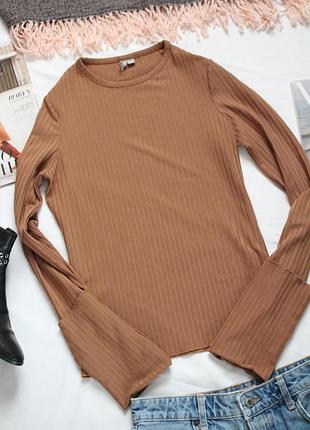Коричневая кофта в рубчик 38 м размер asos