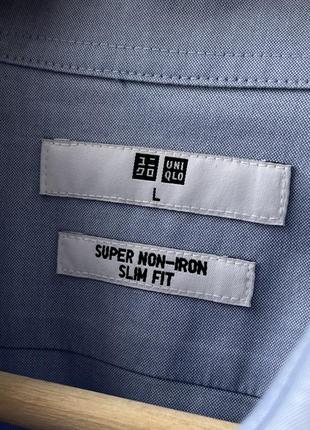 Uniqlo japan super non-iron shirt рубашка света оригинал легкая премиум технологичная голубая приятная красивая классика5 фото