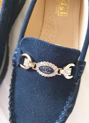 Новi стильні cинi лофери натуральна замша kdsl +подарунок