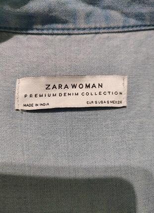 Zara. рубашка. зара. асимметричная джинсовая рубашка. s. 368 фото