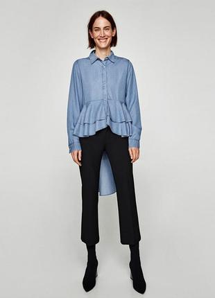 Zara. рубашка. зара. асимметричная джинсовая рубашка. s. 365 фото