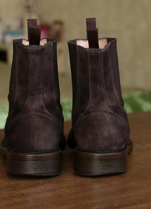 Винтажные замшевые челси santoni brown suede brogue chelsea vintage boots8 фото