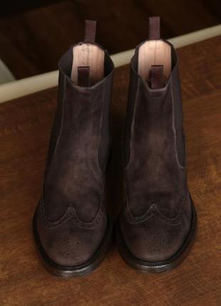Винтажные замшевые челси santoni brown suede brogue chelsea vintage boots3 фото