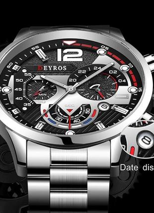 Модные мужские часы vikabo из стали, роскошные кварцевые наручные часы, календарь2 фото