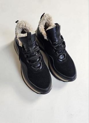 Замшевые зимние кроссовки из натуральной кожи замши замшевые утепленные женские кроссы9 фото
