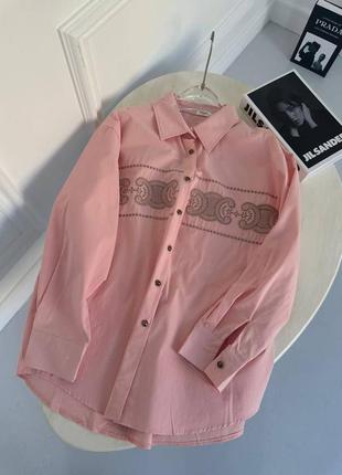 Женская люксовая рубашка оверсайз сеline3 фото