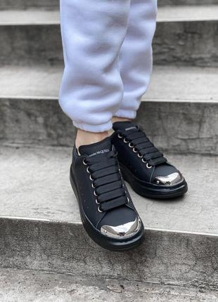 Шикарные кожаные женские кроссовки alexander mcqueen /весна/лето/осень😍