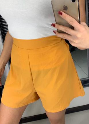 🩳изящные горчичные шорты/лёгкие шорты светло оранжевые/яркие высокие шорты🩳