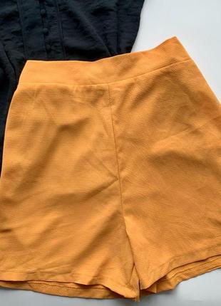 🩳изящные горчичные шорты/лёгкие шорты светло оранжевые/яркие высокие шорты🩳4 фото