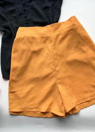 🩳изящные горчичные шорты/лёгкие шорты светло оранжевые/яркие высокие шорты🩳8 фото