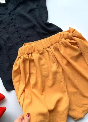 🩳крутые горчичные шорты/лёгкие шорты светло оранжевые/свободные шорты на резинке🩳1 фото
