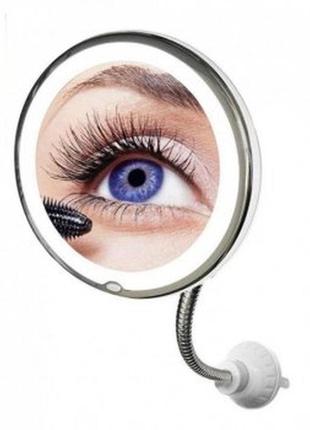 Кругле гнучке дзеркало для макіяжу з led-підсвіткою та 10-кратним збільшенням3 фото