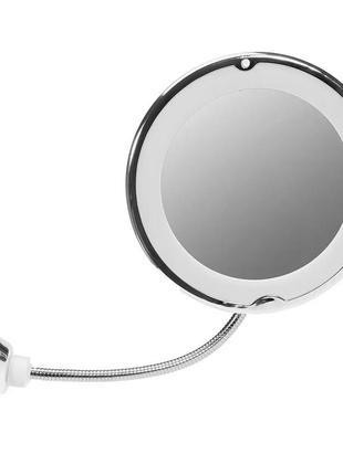 Кругле гнучке дзеркало для макіяжу з led-підсвіткою та 10-кратним збільшенням4 фото