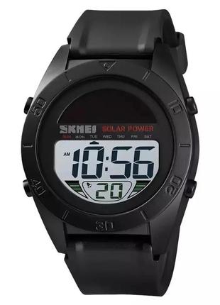Чоловічий спортивний наручний годинник skmei 1592 solar із сонячною батареєю (чорний)