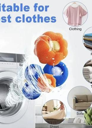 Набір спонжів - м'ячиків для прання, 6 шт · губки для очищення тканин від вовни та волосся у пральній машині5 фото