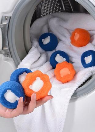 Набір спонжів - м'ячиків для прання, 6 шт · губки для очищення тканин від вовни та волосся у пральній машині7 фото