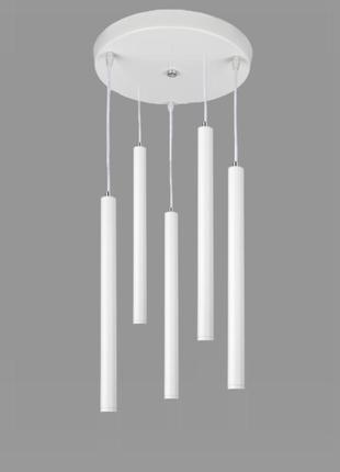 Белая люстра из подвесных 40см трубочек (902-0340-5 wh)