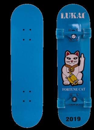 Скейтборд деревянный синий cat "lukai"1 фото