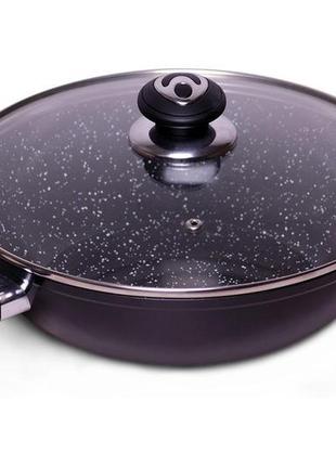 Сковорода wok антипригарная kamille - 280 мм мрамор (4258mr)2 фото