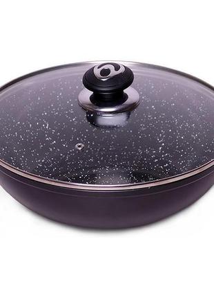 Сковорода wok антипригарная kamille - 280 мм мрамор (4258mr)1 фото