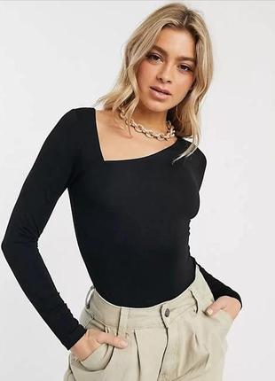 Черный боди asos с длинным рукавом