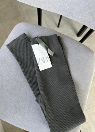 Лосины леггинсы zara s xs в рубчик хаки цвет