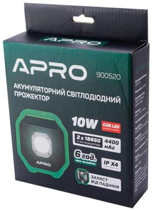 Прожектор акумуляторний apro — 10 вт li-ion7 фото