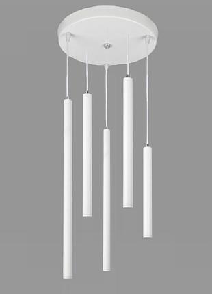 Белая люстра из подвесных 30/40/60см трубочек (902-0330/40/60-5 wh)