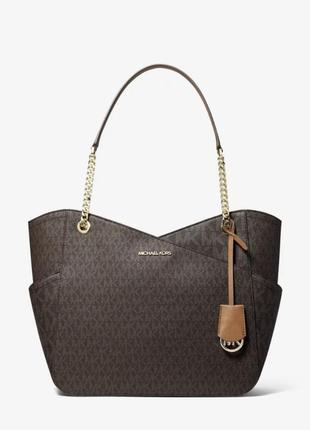 Сумка michael kors jet set large logo shoulder bag из сафьяновой кожи, оригинал, сша