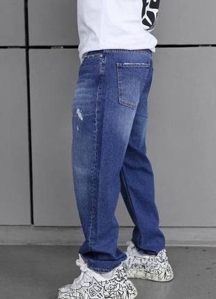 Джинси чоловічі баггі сині з потертостями / повсякденні вільні джинси чоловічі3 фото