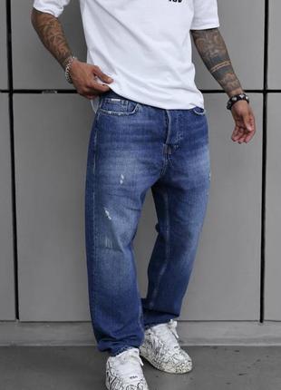 Джинси чоловічі баггі сині з потертостями / повсякденні вільні джинси чоловічі2 фото