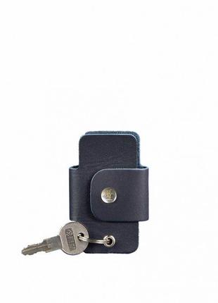 Кожаная ключница смарт-кейс темно-синяя качественная ключница для автомобилиста ключница для ключа в авто4 фото