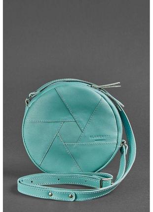 Кожаная круглая женская сумка бон-бон бирюзовая оригинальная женская сумка круг из натуральной кожи2 фото