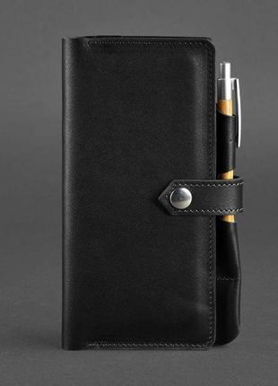 Кожаный тревел-кейс с блокнотом и ручкой черный органайзер для документов в поездку холдер из натуральной кожи6 фото