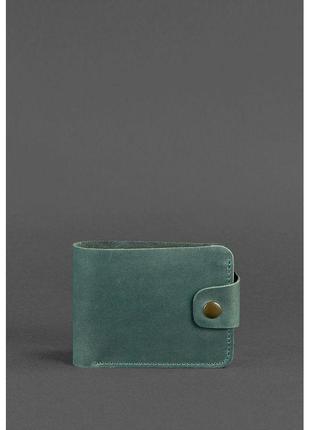 Оригінальний гаманець з натуральної шкіри шкіряне портмоне зелене crazy horse містке шкіряне портмоне