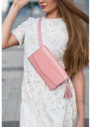 Шкіряна жіноча сумка еліс рожева функціональна жіноча сумочка-клатч шикарна жіноча сумочка трансформер